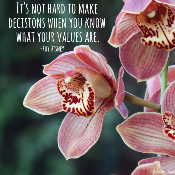 "It's not hard to make decisions when you know what your values are." Roy Disney Photo copyright Sheri Landry
