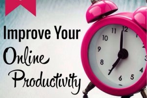 Clock for post on tips to improve your online productivity.